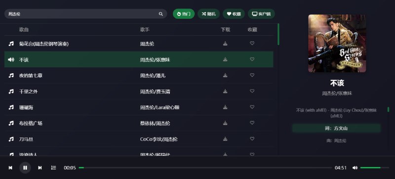 #音乐 米兔音乐 在线听音乐网站，覆盖的音乐量还可以，搜了几个周杰伦的都能播放，提供 MP3 和 无损音质下载，不过要跳转到夸克网盘，但是夸克小于 50MB 的文件都是网页不限速下载的，免费无广告，无需注册