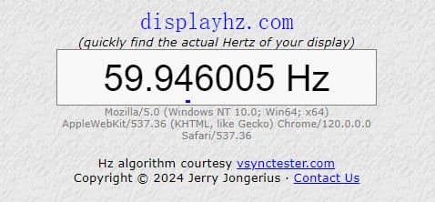 #屏幕 #刷新率 #检测 DisplayHZ 屏幕刷新率检测网站，打开即可显示实时刷新率，电脑和手机都可以，我测了一下，都是 59.9 Hz，感兴趣的可以测测，无广告无需注册