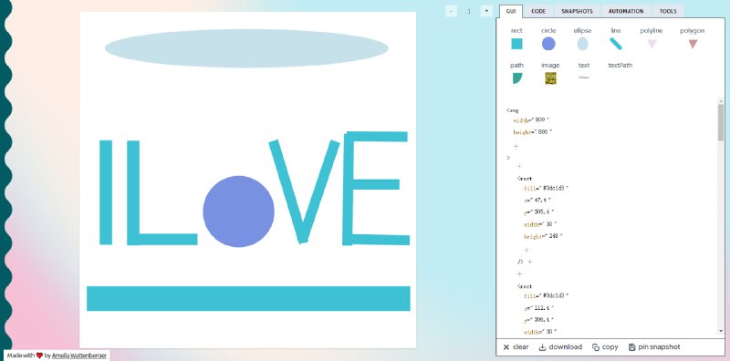 #SVG SVG.wtf SVG 互动编辑工具，特点是可通过拖拽的方式添加元素，如 rect、circle、ellipse、line、polyline、polygon、path、image、text 和 textPath，并且可以自由调整比例和缩放，实时预览渲染结果，支持导出文件和复制代码，完全免费，无需注册