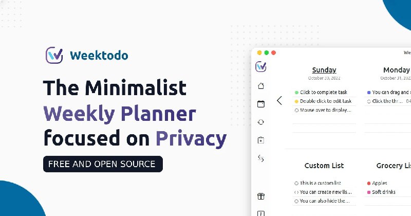 #TODO #Web WeekToDo 一款简约易用的待办事项管理软件，以周为单位，也支持自定义事项