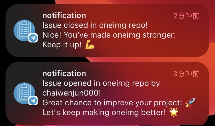 #开发 #提醒 #开源 Notifier 一个将 GitHub 事件通知发送到 Telegram 的工具，通过 GitHub Webhooks、Cloudflare Worker 和 Telegram Bot 实现，事件包括 star、issue、pull request 和 fork 等，开发人员和开源项目作者可以搞一个，很方便啊这个