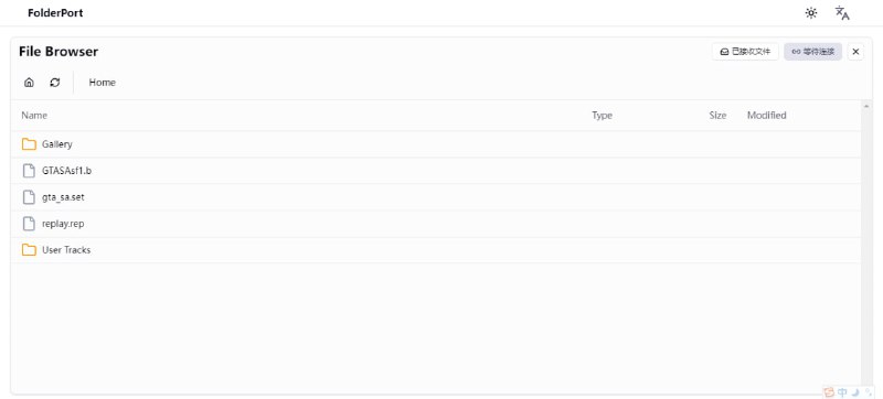 #文件传输 #P2P FolderPort 文件传输工具，特点是可以分享文件夹，支持图片、音频、视频文件在线预览，基于 P2P 技术，速度取决于双方的网络连接，可设置 AES 加密口令，无大小限制，无需注册