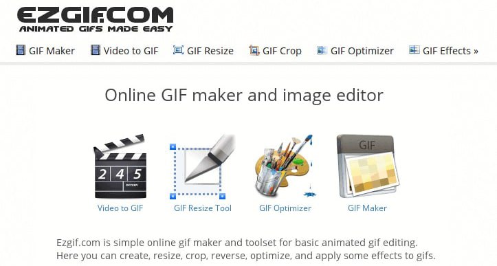 #GIF #图片处理 #转换 #Web EZGIF 一个 GIF 制作和编辑工具，完全免费，无需注册登陆，提供 GIF 制作、转换、裁剪、切割、优化、特效、添加文字等功能，质量非常不错