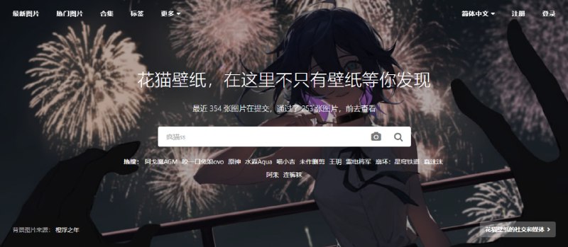 #壁纸 #web 花猫壁纸 壁纸网站，内容以二次元和 cosplay 为主，走的是精选路线，可直接下载原图，无需注册