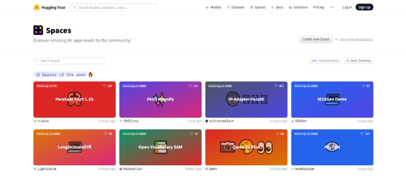#AI #web #开源 Hugging Face 一个 AI 开源社区，提供了超多模型、数据集和 AI 托管应用，发布者包括微软、Meta、OpenAI、英伟达等，用户可以上传和免费使用