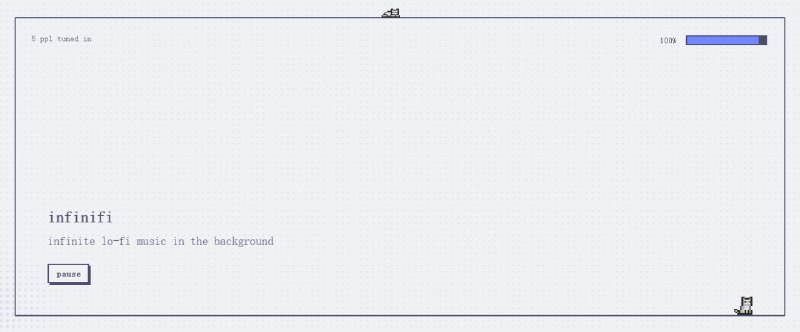 #白噪音 #开源 infinifi 一个纯音乐/背景音乐播放网站，原理是使用 MusicGen 模型在后台生成 5 个 1 分钟的音乐片段，每个片段都使用略有不同的提示生成，以提供不同但仍然舒适的音乐片段