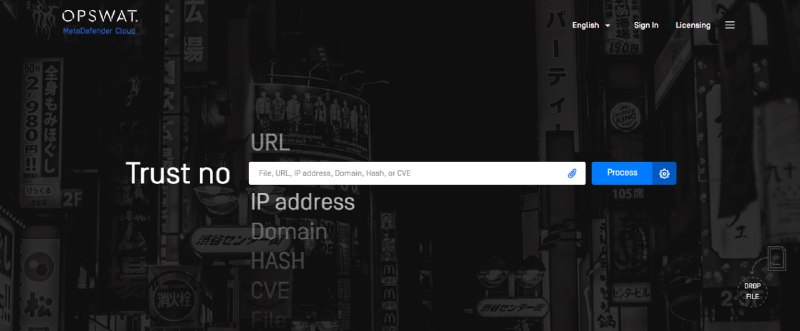 #安全 #病毒 #Web MetaDefender Cloud 一个在线文件安全扫描工具，可同时运行 40 种反恶意软件引擎，全面进行恶意软件分析，文件大小不可超过 140MB，可以直接选择文件，也可以是链接、哈希值以及 IP 地址