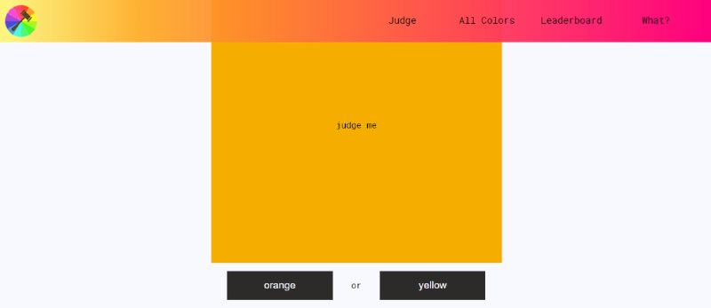 #趣站 #颜色 #web #开源 Color Controversy 一个颜色辨别网站，提供了一些具有争议的颜色，并给出两个选择，比如红色或橙色，每个人都可以选择倾向的一种颜色，选择后会显示比例