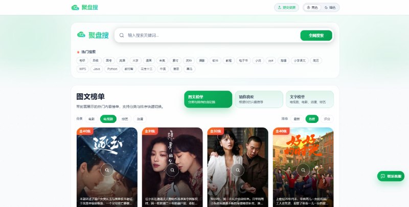 #网盘 #搜索 聚盘搜 网盘资源搜索引擎，覆盖夸克、百度、阿里、迅雷、天翼、UC 等主流网盘，可按平台、文件类型、时间范围进行筛选查看，可一键复制链接或直接跳转至资源页面，实测资源还是蛮多的，有需要的可以看看，免费使用，无需注册