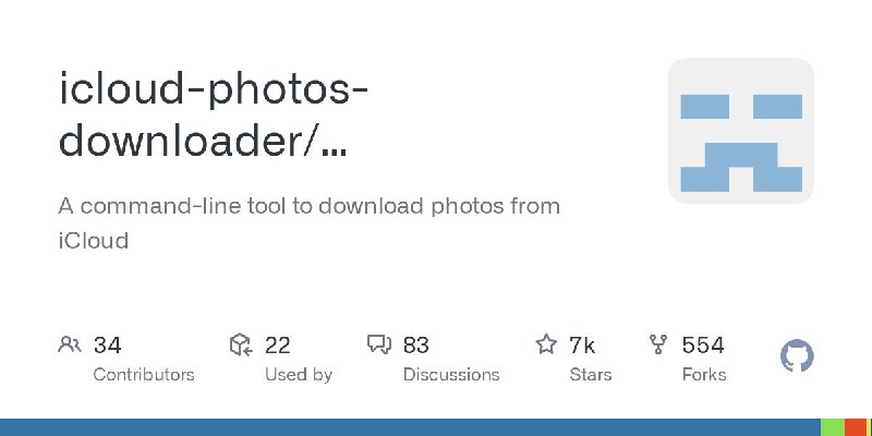 #iCloud iCloud Photos Downloader iCloud 照片下载工具，可用于照片迁移和备份，支持复制、同步和移动三种操作模式，支持实况照片和 RAW 图像、自动删除同名照片、增量下载等，完全免费，适用于 Linux、Windows 和 macOS 系统