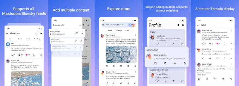 #客户端 #开源 Fread 去中心化阅读客户端，支持 Mastodon、Bluesky 和 RSS 三种内容源，可在一个界面中浏览和管理多平台信息流，并提供统一的时间线视图，支持多账号登录、内容发布、互动、收藏和标签管理等功能，免费开源，目前仅有 Android 端