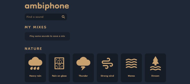 #白噪音 #web ambiphone 在线白噪音网站，可以播放雨声、风声、流水、篝火、海鸥、鲸鱼、咖啡馆等声音，类型很丰富，并且可以相互组合，适合睡眠和工作等场景，打开即用，无需注册
