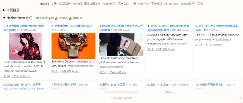 #新闻 #榜单 #web Buzzing 海外每日热榜，将热门内容用中文进行简述，点击可进入原文查看，媒体包括 Hacker News、经济学人、Product Hunt、彭博社、Reddit、卫报、金融时报、CNN 等知名社交媒体