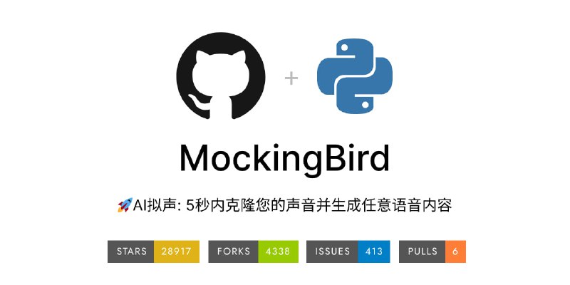 #声音克隆 #AI #开源 MockingBird 演示视频 丨 开源地址 实时语音克隆，5 秒内克隆你的声音并生成任意语音内容