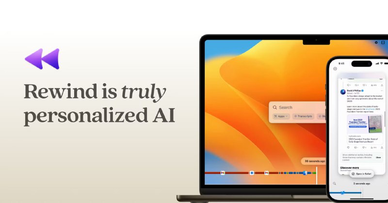 #AI #macOS #iOS #利器 #录屏 Rewind 一个神奇的 AI 工具，可捕捉在 Mac 和 iPhone 上显示的所有内容，并使其可通过 AI 进行搜索，2022 年被评为 ProductHunt 最具创新技术应用第一名