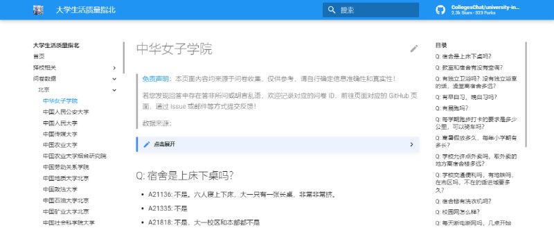 #大学 #指南 大学生活质量指北 收集各大高校关于大学生活的详尽信息，如宿舍有无空调、是否上床下桌、有无早晚自习、晨跑、独立卫浴、洗衣机、是否允许外卖等等，可以帮助更好的了解学校的情况