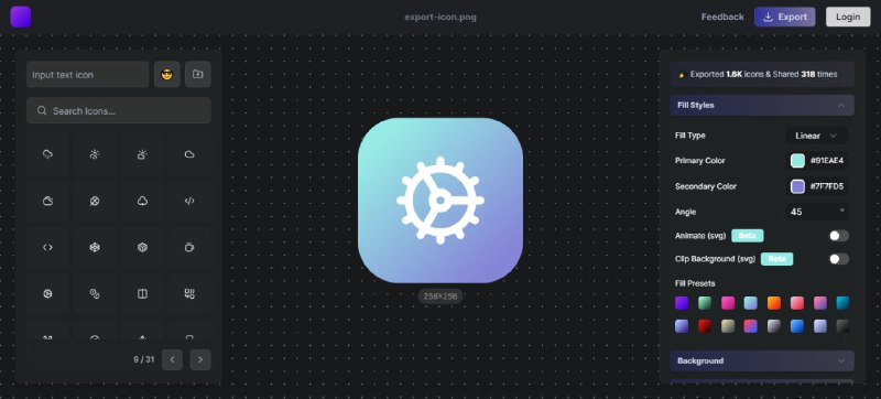 #设计 #图标 #SVG #web ICONCE 一个 SVG 图标生成工具，提供 1200+ 基础图标、文字和 emoji，可调整背景、颜色、大小、边框、圆角等多种样式，支持导出为 SVG 和 PNG，也可复制图像和 SVG 代码，免费使用，无需注册