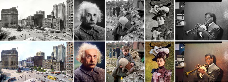 #AI #照片 #修复 #web #开源 DDColor 一个黑白图像着色工具，不仅支持老照片，还支持风景和动漫游戏场景等，可以使画面变得更加生动自然，免费使用，无需注册