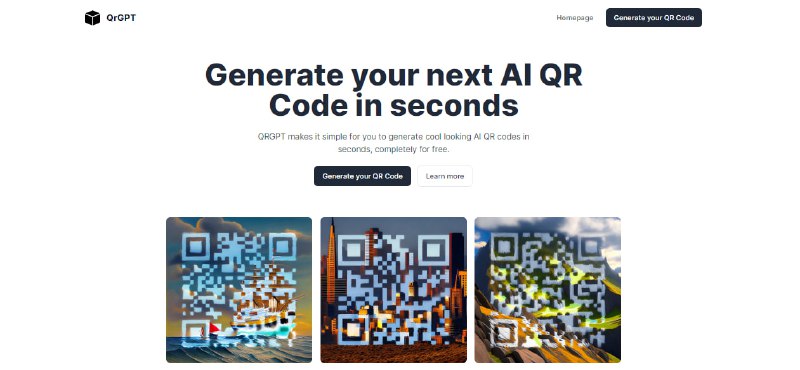 #二维码 #AI #web #开源 QrGPT 在线艺术二维码生成，效果不是很惊艳，就是给二维码加了个背景，并没有完全的融为一体