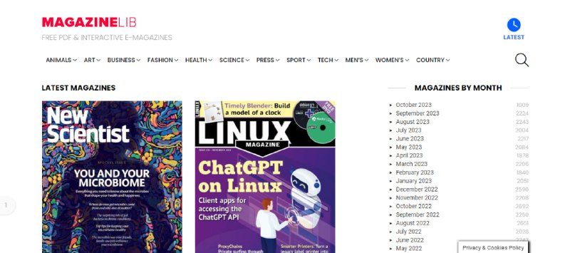 #杂志 #下载 #web MagazineLib 全球英文杂志下载，涵盖超多国家和领域，可以按国家、年份、行业等进行筛选，更新频率快，无需注册，免费 PDF 下载