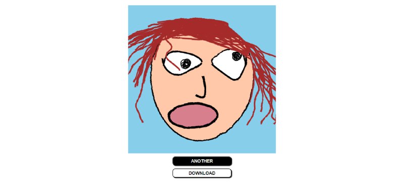 #头像 #web #开源 #趣站 Ugly Avatar 随机头像生成工具，风格都是又丑又贱的，打开即用，点击 ANOTHER 切换下一个，支持下载