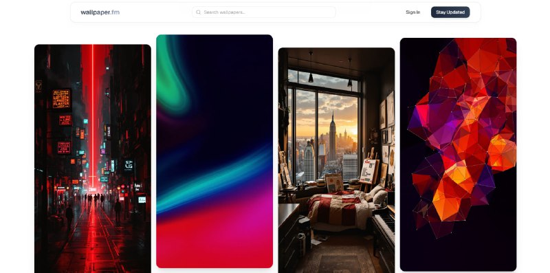 #AI #壁纸 wallpaper.fm 基于 AI 生成的壁纸网站，主要面向手机壁纸，新作品每小时自动更新，涵盖自然景观、抽象艺术、极简纹理等多种风格，支持效果预览，另外还提供了生成图片的 Prompt 提示词，免费下载，但高清原图需要登录