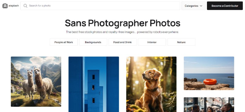 #无版权 #图片 #素材 #AI AiSplash 一个由 AI 生成的无版权图片素材库，支持搜索和按照分类浏览，无需登陆，免费下载