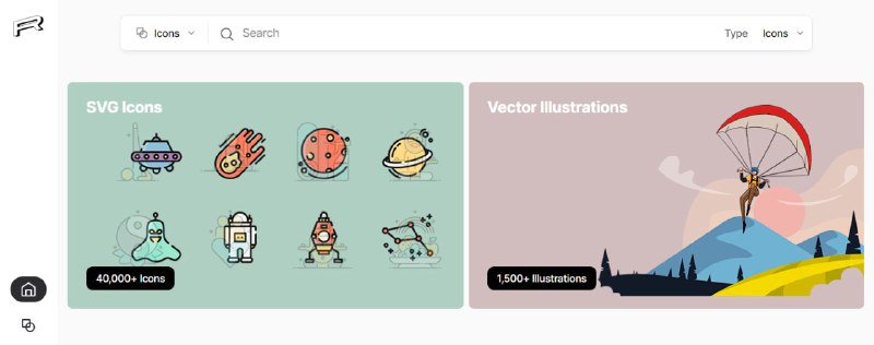 #图标 #插图 Reshot 一个图标和插图库，共有 40,000+ 个图标和1,500+ 个插图，可下载为 SVG 和 PNG 或其它源文件格式，完全免费，且支持商业用途，无需注册