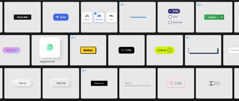 #UI #设计 #代码 #开源 UIverse 一个聚集了超多好看 UI 的组件库，全部都是由 HTML 和 CSS 制作，代码开源，可以免费复制使用