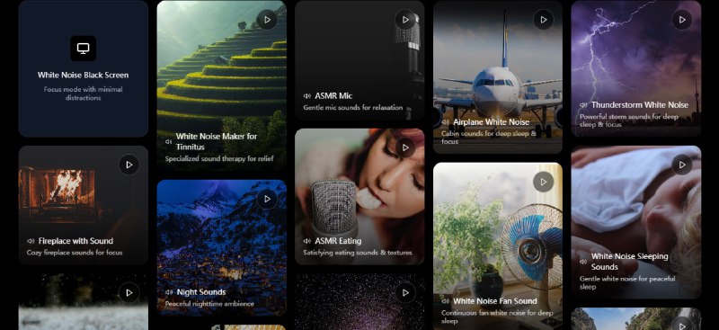 #白噪音 #睡眠 #ASMR DriftOS 在线白噪音工具，包含壁炉、雨声、夜晚、风扇等声音，除此之外还有 ASMR 内容，比如梳头发、吃薯片、耳语等，所有音频均支持无缝循环播放，但是可选的声音其实不多，免费无广告，无需注册