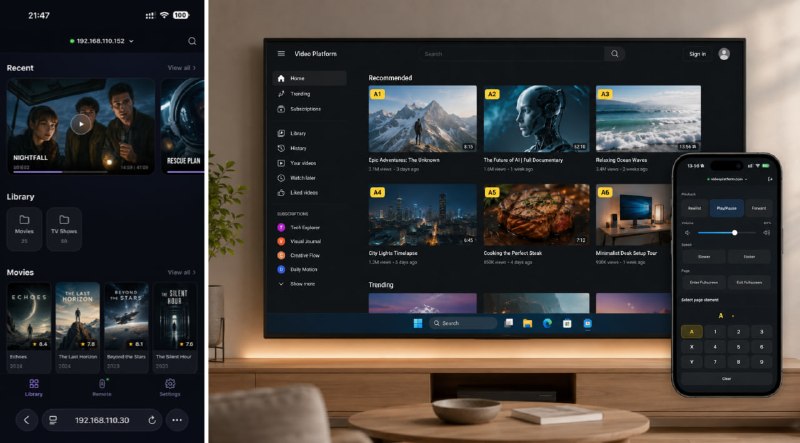 #TV TinyPlay 将闲置电脑主机变成电视盒子的影音播放器，支持 MKV、HDR、杜比视界、TrueHD、PGS 字幕等常见影音格式，支持浏览 B 站、优爱腾、抖音等流媒体网站，以及支持 IPTV 直播源和 DLNA 投屏，还可连接 Emby、Jellyfin、Plex 媒体服务器，手机扫码即可进行遥控，免费开源，支持 Windows / macOS / Apple TV 设备