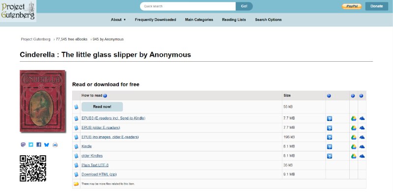 #图书 #电子书 Project Gutenberg 全球最早、最大的公益性数字图书馆，自 1971 年以来，长期致力于将世界文学、科学、历史、哲学等领域中版权已过期的作品数字化、校对与整理，现有超过 75,000 部电子书，支持在线阅读，支持 EPUB、Kindle、HTML 与纯文本等多种格式下载，并可按作者、主题、语言或最受欢迎列表进行筛选查看，同时提供音频书籍与朗读版本等扩展内容，完全免费，无需注册